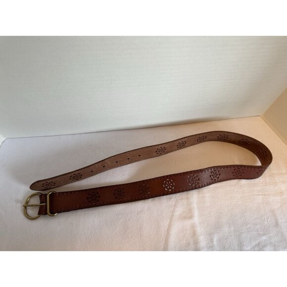 Lucky Brand Tooled Perforation Belt Size Small Brown - Picture 1 of 3